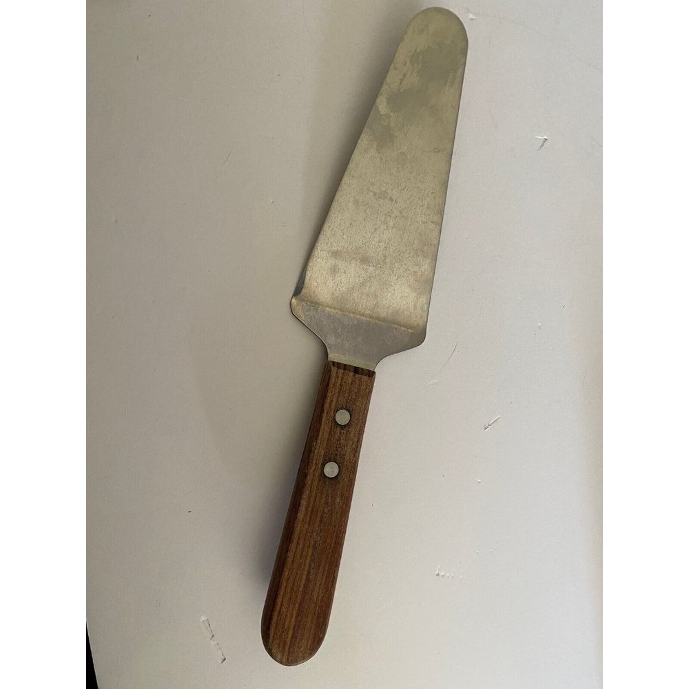 Vintage JR 3024 Scraper Spatula Pie Cake Server Riveted Wood Handle Stainless